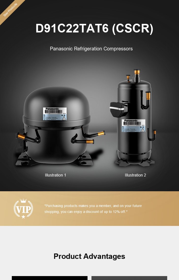 Panasonic Compressor D91C22TAT6 (CSCR), technical parameters pdf, structure diagram
